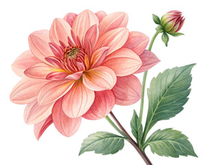 Obraz premium Watercolor illustration flowers on pure white background 