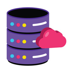Cloud Database Vector style icon. Eps 10 file