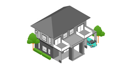 isometric view of modern design house resident