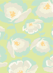 Big flowers pattern, upscale floral pattern. graphical textures floral, trendy colors pattern , flowers background with leaves. vector illustration.
