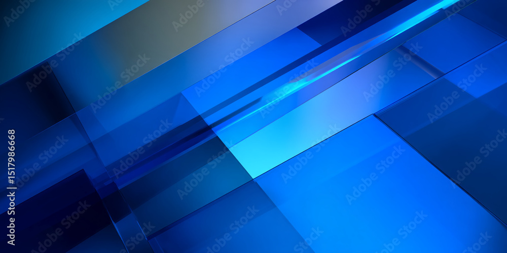 Aufkleber Abstract image of overlapping blue glass panels, creating a modern and sleek design, showcasing a dynamic and technological concept