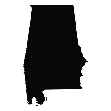 Alabama Silhouette, Vector, Illustration, Icon, Logo, White Background.