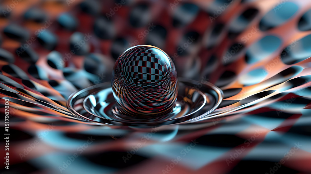 Poster abstract geometric sphere in a colorful patterned design
