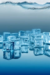 background sea wave with ice cubes