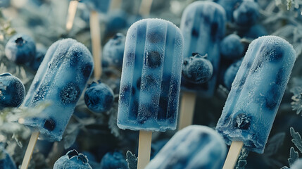 Frosty blueberry popsicles: A refreshing frozen treat on a stick for summer