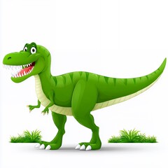 Fototapeta premium Playful Green Cartoon Tyrannosaurus Rex Dinosaur Illustration