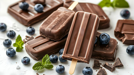 Chocolate Popsicles with Blueberries: A Frozen Delight for a Sweet Treat