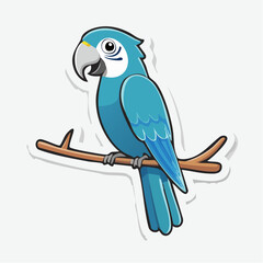 Sticker of a Colorful Macaw Perched on a Branch