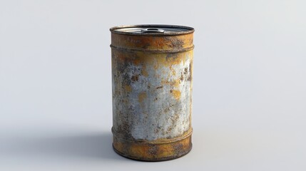 A 3D image shows a metal can against a white backdrop.
