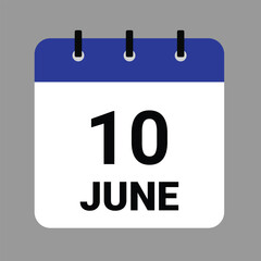 JUNE 10 - Daily Calendar Icon - White Background