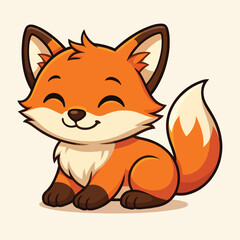 Obraz premium baby fox on the grass on white background