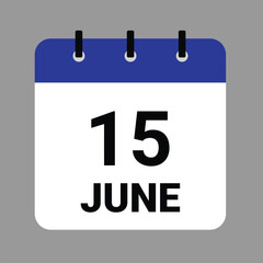 JUNE 15 - Daily Calendar Icon - White Background