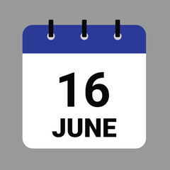 JUNE 16 - Daily Calendar Icon - White Background