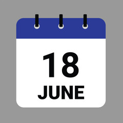 JUNE 18 - Daily Calendar Icon - White Background