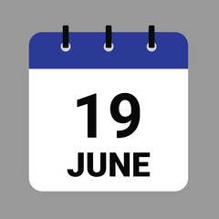 Fototapeta premium JUNE 19 - Daily Calendar Icon - White Background