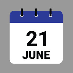JUNE 21 - Daily Calendar Icon - White Background