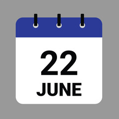 JUNE 22 - Daily Calendar Icon - White Background