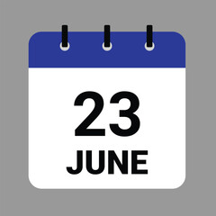 JUNE 23 - Daily Calendar Icon - White Background