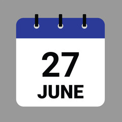 JUNE 27 - Daily Calendar Icon - White Background