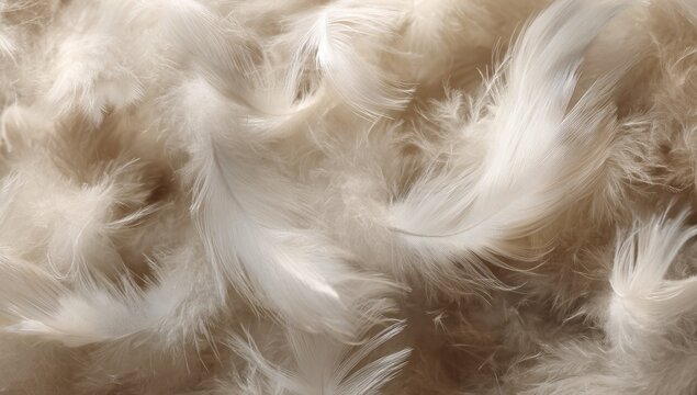 Soft white feathers downy texture background