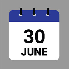 JUNE 30 - Daily Calendar Icon - White Background