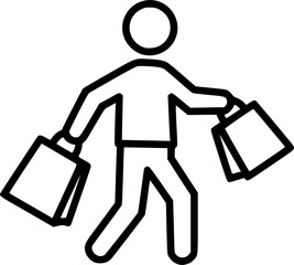 Shopping icon, flat vector illustration. Happy shopping style icon.	