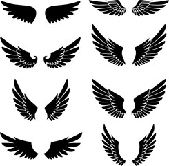 set of angel wing isolated for design. cutout Transparent PNG background
