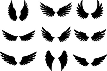 Fototapeta premium set of angel wing isolated for design. cutout Transparent PNG background 