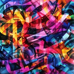 Typography-based digital art featuring bold, colorful hashtag words and modern design elements, perfect for social media and digital marketing themes. AI generated illustration.