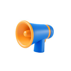 blue megaphone isolated on white