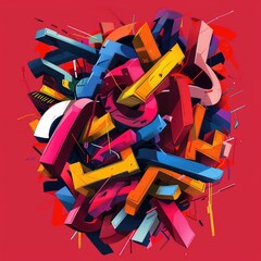 Typography-based digital art featuring bold, colorful hashtag words and modern design elements, perfect for social media and digital marketing themes. AI generated illustration.