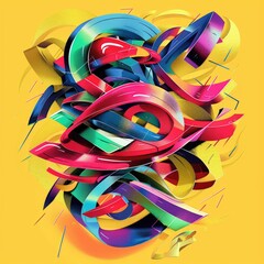 Typography-based digital art featuring bold, colorful hashtag words and modern design elements, perfect for social media and digital marketing themes. AI generated illustration.