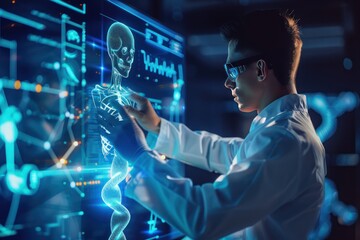 Ai, Artificial intelligence, Physician And Patient Examine A Holographic Dna Model, Chatbots