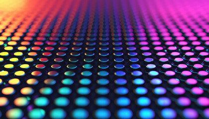 algorithm bias portrayed as scales tilted by machine, Vibrant and colorful abstract background featuring a pattern of glossy dots providing a dynamic visual experience.