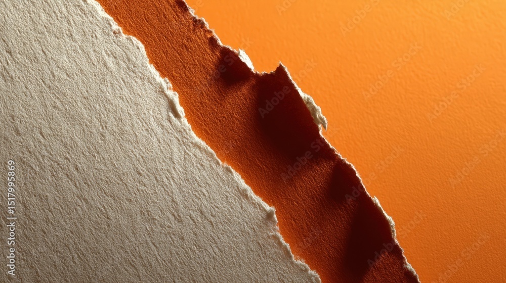 Poster torn beige and orange paper texture background design element abstract ripped paper overlay for craf