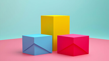 Obraz premium Colorful Abstract Geometric Cubes Display