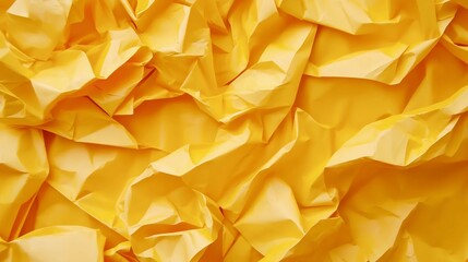Abstract crumpled yellow paper texture background