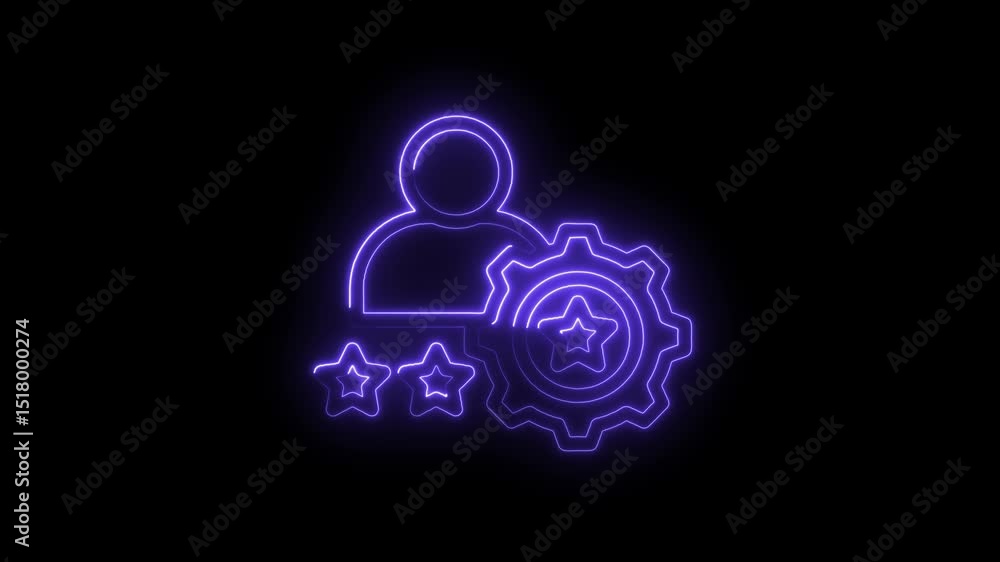 Poster neon employee performance review concept glowing on dark background animation loop