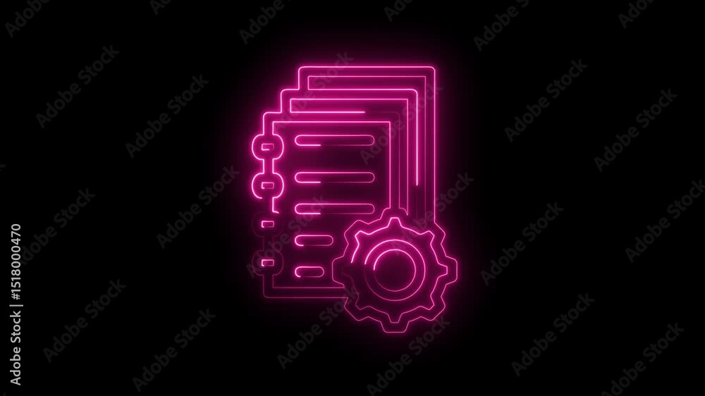 Poster neon style configuration file settings page with gear icon animation