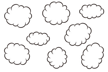 吹き出しに使えるモコモコ雲のイラストアイコンセット。