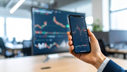 Stock market monitoring from a smartphone reflects the growing trend of real-time investing, digital finance tools and mobile trading platforms