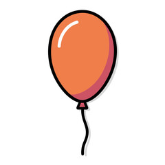 Festive orange balloon with a shiny highlight and a curly string