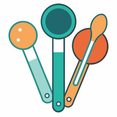Stylized Illustration of Measuring Spoons in Teal and Orange Tones