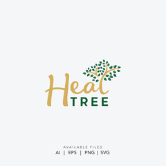 Heal Tree Logo , Stylized Healing Tree Icon, Growth and Wellness Logo