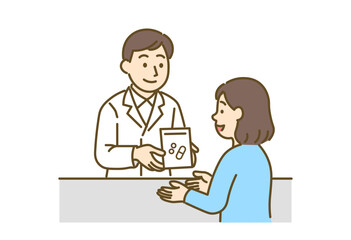 Pharmacist Handing Medication Illustration