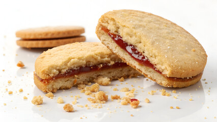 “Traditional jam sandwich biscuit with crumbly texture and sweet center, perfect for dessert promos and cookie designs.”