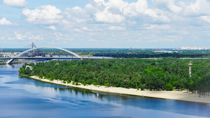 Fototapeta premium Summer panoramic view of Kyiv from Volodymyrska Hill in clear weather