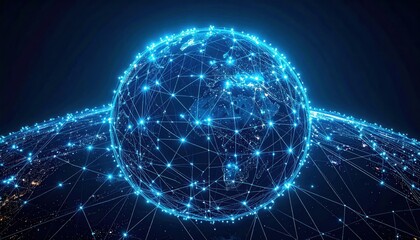 Obraz premium Abstract digital world network with glowing connections in cyber space