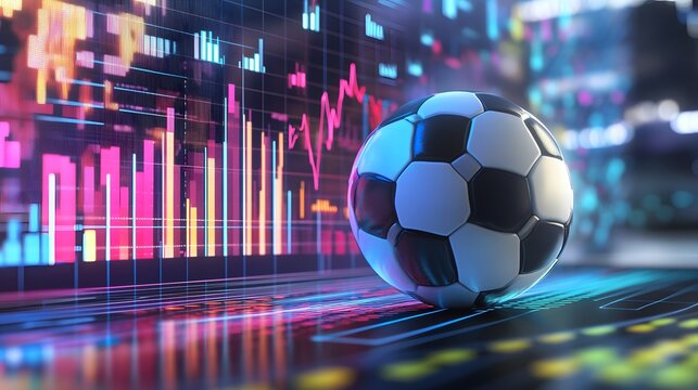 Soccer ball on a digital display with market data.