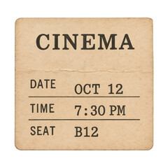 Obraz premium PNG Vintage cinema ticket stub.